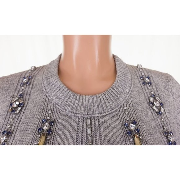 Tory Burch Gray Embellished Crew Neck Sweater - Picture 7 of 15